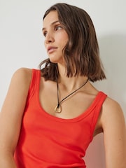 Hush Orange 100% Cotton Seth Low Scoop Ribbed Vest - Image 4 of 5