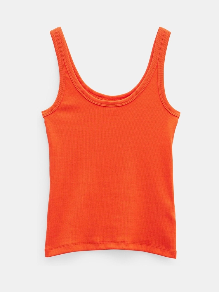 Hush Orange 100% Cotton Seth Low Scoop Ribbed Vest - Image 5 of 5