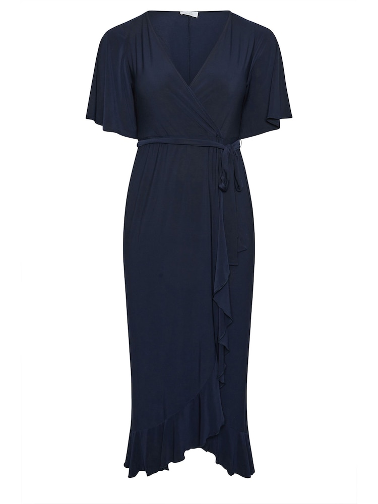 Blau - Yours Curve YOURS LONDON Wickelkleid mit Rüschensaum - Bild 5 von 5 Blau - Yours Curve YOURS LONDON Wickelkleid mit Rüschensaum - Bild 5 von 5