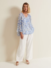 Phase Eight Blue Simi Leaf Fil Coupé Blouse - Image 3 of 6