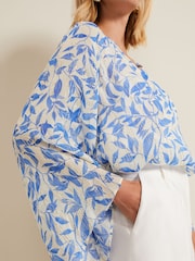 Phase Eight Blue Simi Leaf Fil Coupé Blouse - Image 4 of 6