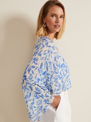 Phase Eight Blue Simi Leaf Fil Coupé Blouse - Image 5 of 6