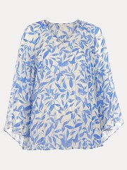 Phase Eight Blue Simi Leaf Fil Coupé Blouse - Image 6 of 6