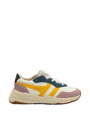 Gola off white Ladies Saturn Quadrant Recycled PU Lace-Up Trainers - Image 1 of 4