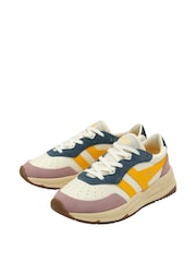 Gola off white Ladies Saturn Quadrant Recycled PU Lace-Up Trainers - Image 2 of 4