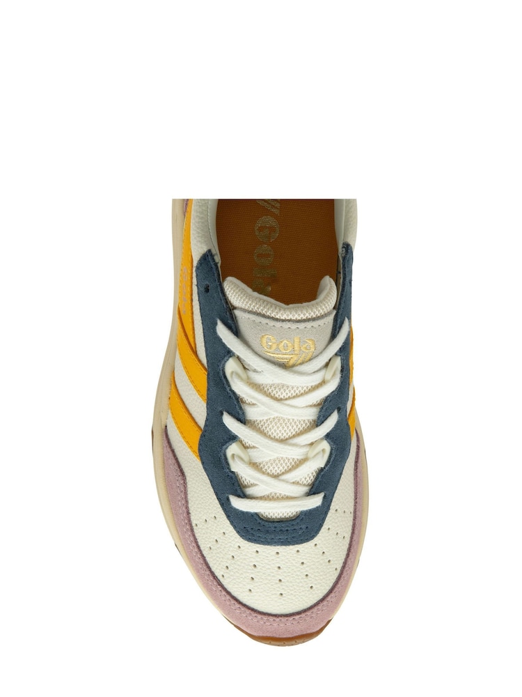Gola off white Ladies Saturn Quadrant Recycled PU Lace-Up Trainers - Image 4 of 4