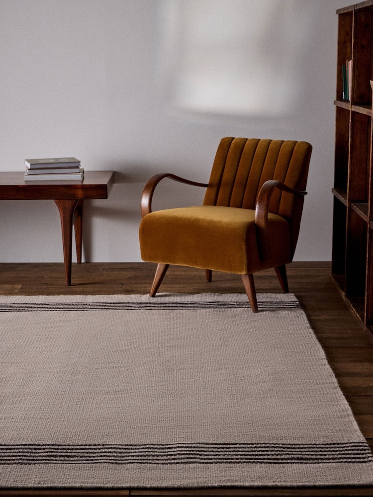 The Set Natural Stripe Flatweave Wool Rug - Image 1 of 3 The Set Natural Stripe Flatweave Wool Rug - Image 1 of 3