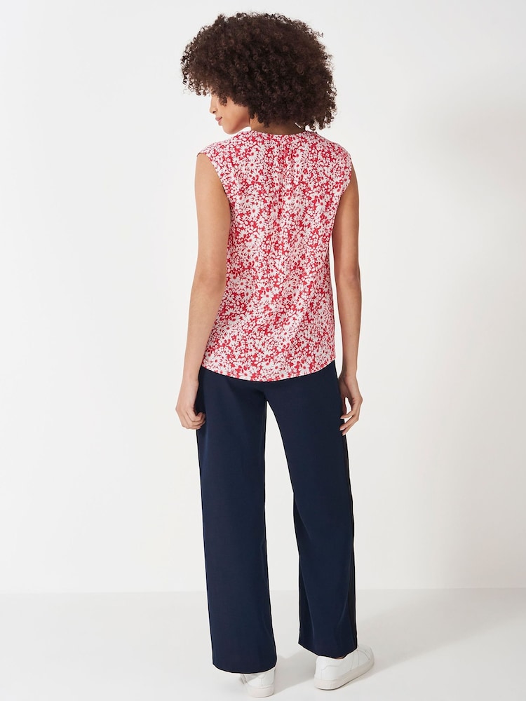 Crew Clothing Red Tie Neck Sleeveless Blouse - Image 2 of 6 Crew Clothing Red Tie Neck Sleeveless Blouse - Image 2 of 6