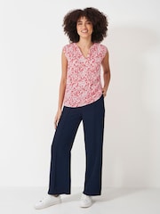 Crew Clothing Red Tie Neck Sleeveless Blouse - Image 3 of 6