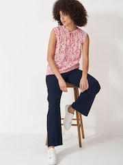 Crew Clothing Red Tie Neck Sleeveless Blouse - Image 4 of 6