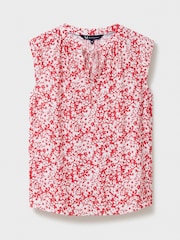 Crew Clothing Red Tie Neck Sleeveless Blouse - Image 6 of 6