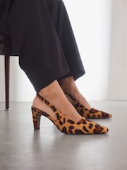 Animal - Premium Square Toe Leather Sling Back Heels - Imagem 1 de 13