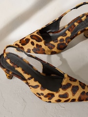 Animal - Premium Square Toe Leather Sling Back Heels - Imagem 10 de 13