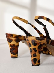 Animal - Premium Square Toe Leather Sling Back Heels - Imagem 8 de 13