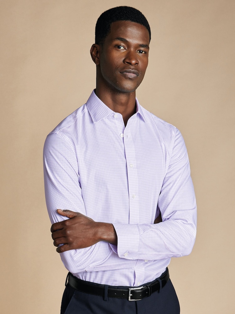 Charles Tyrwhitt Purple Slim Fit Noniron Cotton Linen Shirt - Image 1 of 6 Charles Tyrwhitt Purple Slim Fit Noniron Cotton Linen Shirt - Image 1 of 6