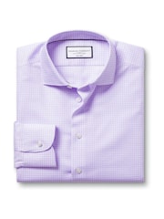 Charles Tyrwhitt Purple Slim Fit Noniron Cotton Linen Shirt - Image 4 of 6