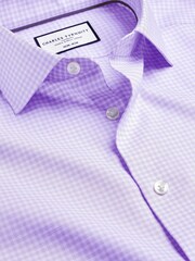 Charles Tyrwhitt Purple Slim Fit Noniron Cotton Linen Shirt - Image 5 of 6