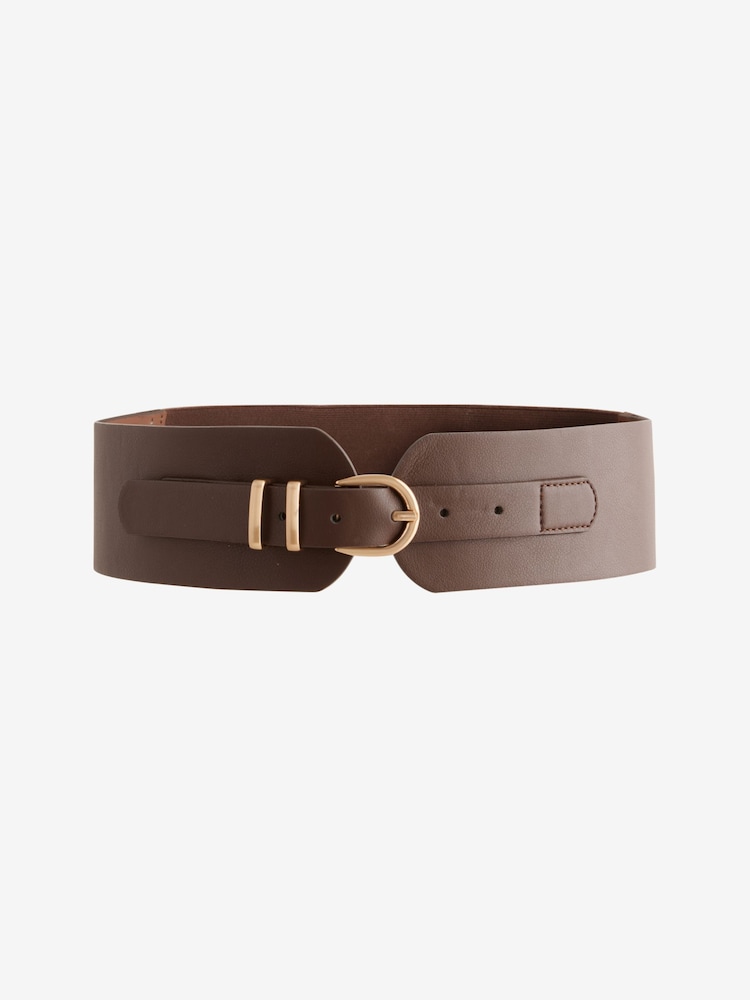 Chocolate Brown PU Corset Belt - Image 3 of 5
