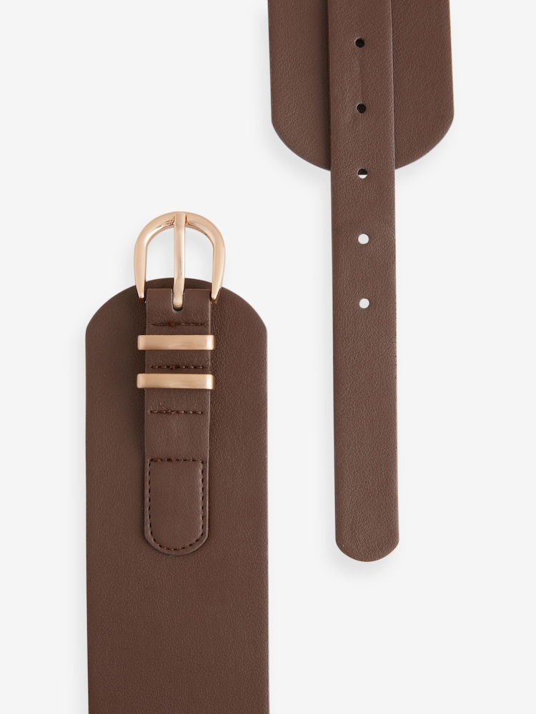 Chocolate Brown PU Corset Belt - Image 4 of 5