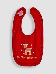JoJo Maman Bébé Red Reindeer Bib - Image 1 of 3