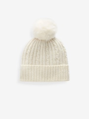 Cream/zlata (barva); zlato Pom - Cable Knit čepica klobuki in kape; pokrivala (3-16yrs) - Slika 1 iz 2