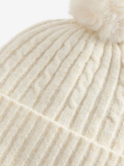 Cream/zlata (barva); zlato Pom - Cable Knit čepica klobuki in kape; pokrivala (3-16yrs) - Slika 2 iz 2