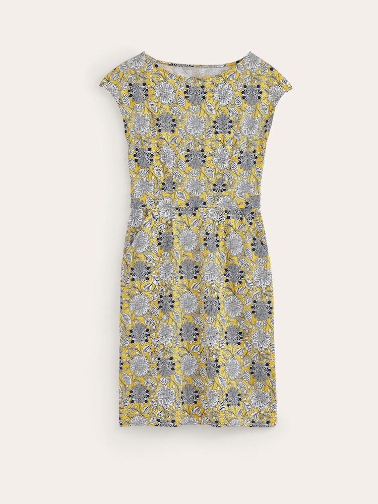 Boden Yellow 100% Cotton Petite Florrie Jersey Dress - Image 5 of 5