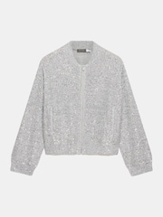 Mint Velvet Silver Sequin Bomber Cardigan - Image 3 of 4
