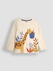 JoJo Maman Bébé Stone Giraffe Appliqué Pocket Top - Image 1 of 3
