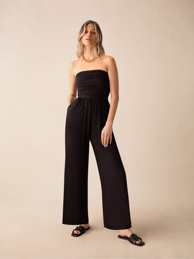 Ro&Zo Black Jersey Bandeau Jumpsuit - Image 1 of 5