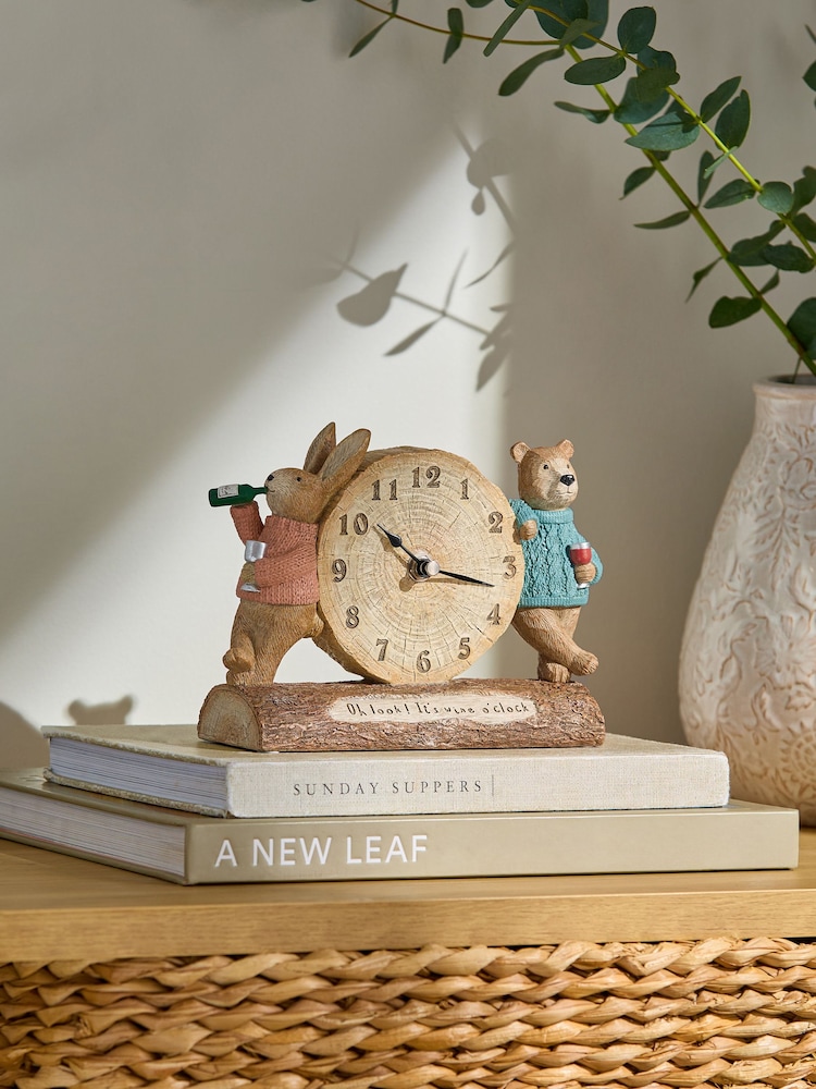 Natural Rosie and Bertie Wine Mantle Clock - Image 1 of 4