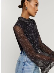 River Island Black Mesh Frill Blouse - Image 3 of 4