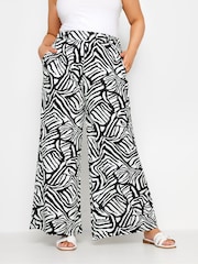 Yours Curve Black Jersey Wide Leg Trousers - Image 1 of 4