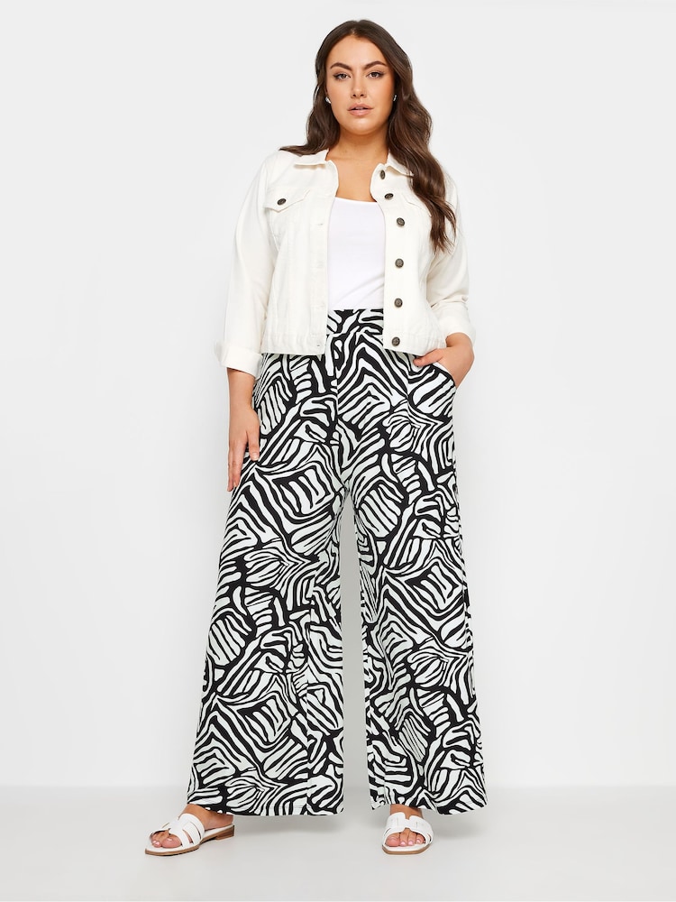 Yours Curve Black Jersey Wide Leg Trousers - Image 2 of 4