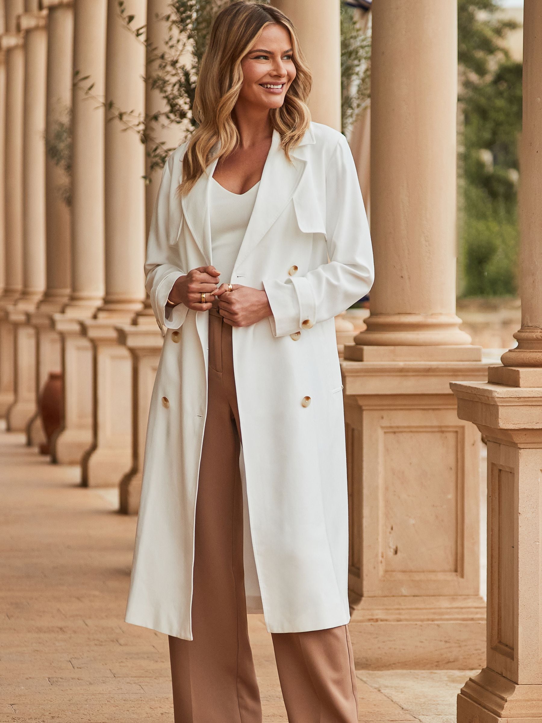 Buy Sosandar White Longline Belted Trench Coat from Next USA