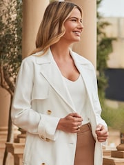 Sosandar White Longline Belted Trench Coat - Image 5 of 5