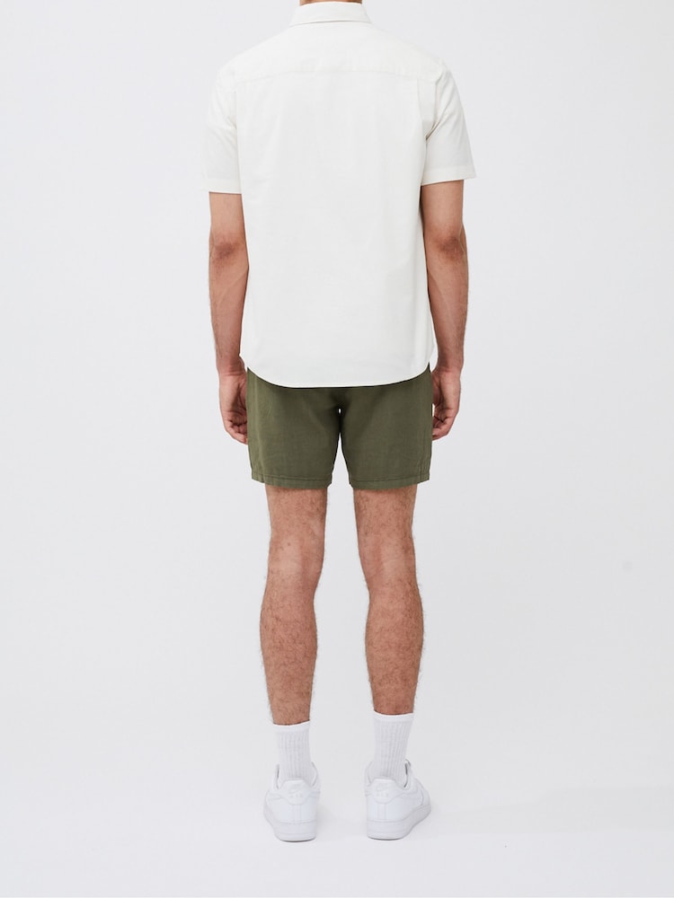 French Connection White 100% Cotton Short Sleeve Peached Shirt - Image 2 of 3 French Connection White 100% Cotton Short Sleeve Peached Shirt - Image 2 of 3