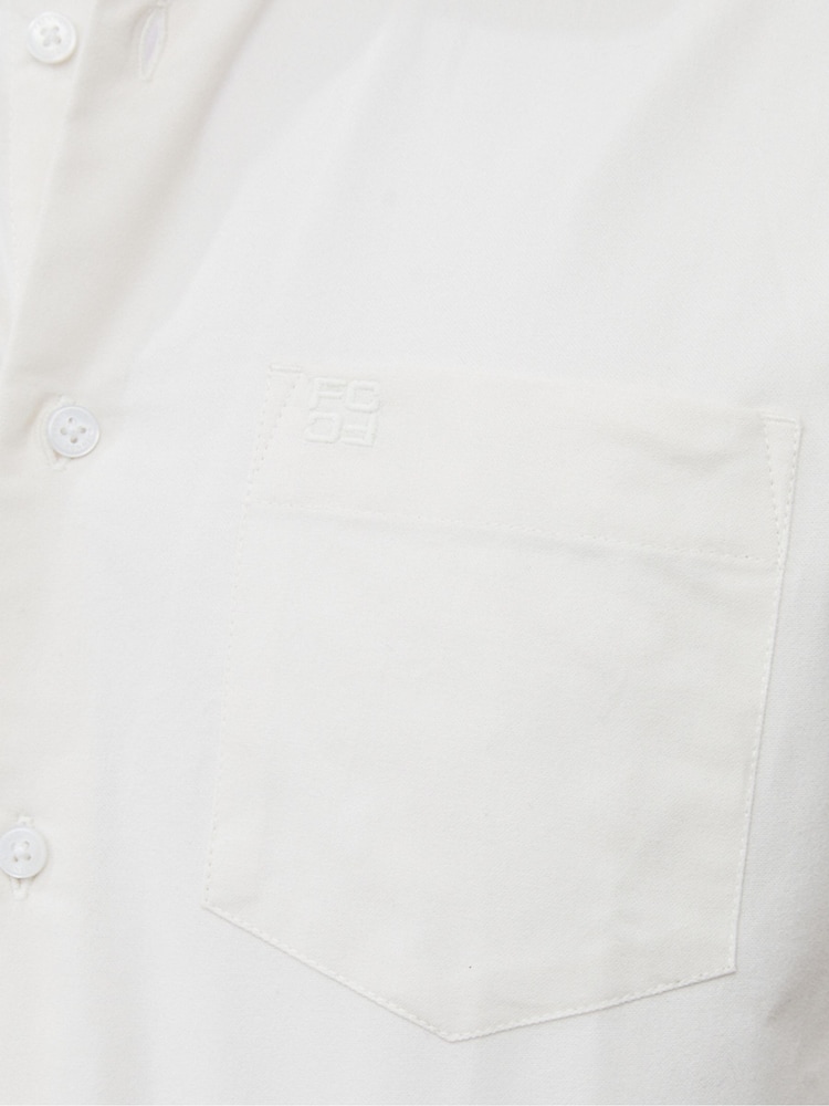 French Connection White 100% Cotton Short Sleeve Peached Shirt - Image 3 of 3