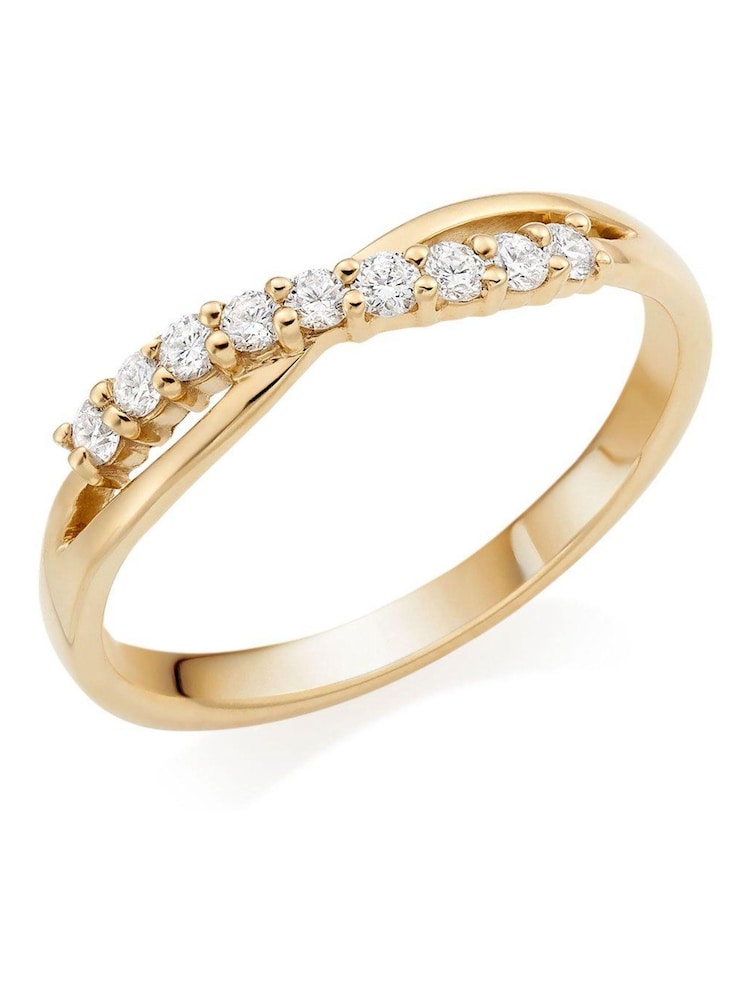 Beaverbrooks 18ct Yellow Gold Diamond Wedding Ring - Image 1 of 3
