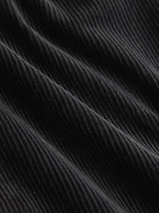 Black Washed Cord Wide Leg 100% Cotton Trousers - Image 7 of 7