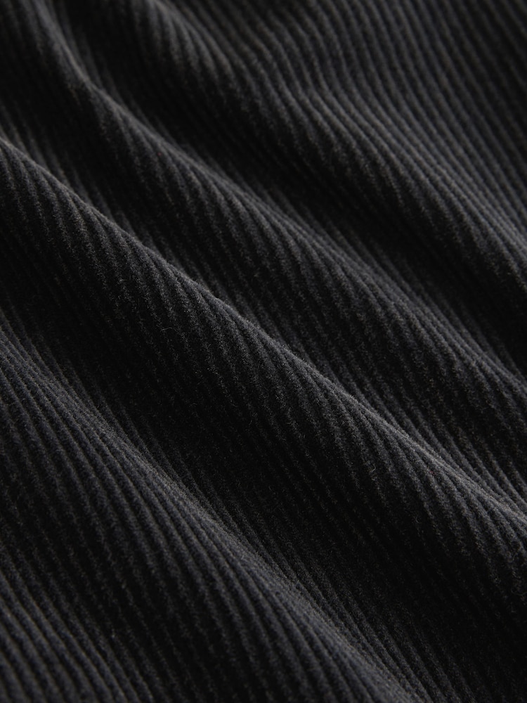 Black Washed Cord Wide Leg 100% Cotton Trousers - Image 7 of 7
