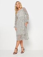PixieGirl Petite Cream Ivory White Leopard Print Midi Dress - Image 2 of 5