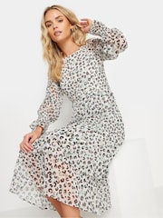 PixieGirl Petite Cream Ivory White Leopard Print Midi Dress - Image 4 of 5