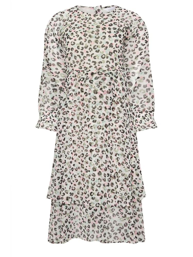 PixieGirl Petite Cream Ivory White Leopard Print Midi Dress - Image 5 of 5