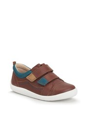 Start-Rite Playhouse Tan Leather Rip Tape Trainer Shoes - Image 2 of 6