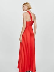 Mango Red Asymmetrical Pleated Dress - Image 3 of 8
