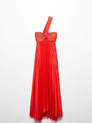 Mango Red Asymmetrical Pleated Dress - Image 7 of 8