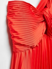 Mango Red Asymmetrical Pleated Dress - Image 8 of 8