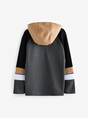 Charcoal Grey 100% Cotton Varsity Long Sleeve Hooded T-Shirt (3-16yrs) - Image 2 of 5