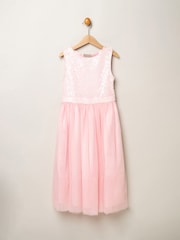 Miss Pink Sequin Bow Tulle Skirt Dress - Image 1 of 3